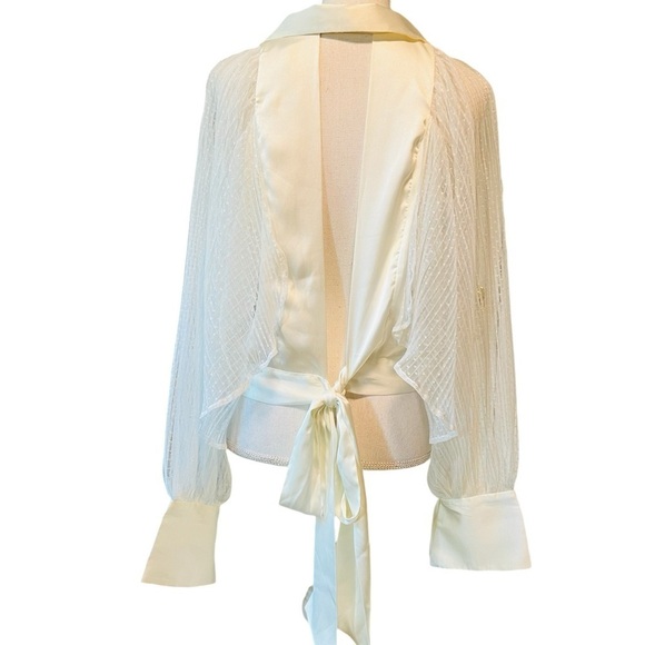 ASOS WOMEN’S BEAUTIFUL WHITE LONG SHEER SLEEVES V NECKLINE TOP SIZE 12 - Picture 4 of 13